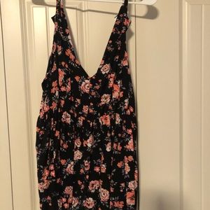 Black Floral Babydoll Tank